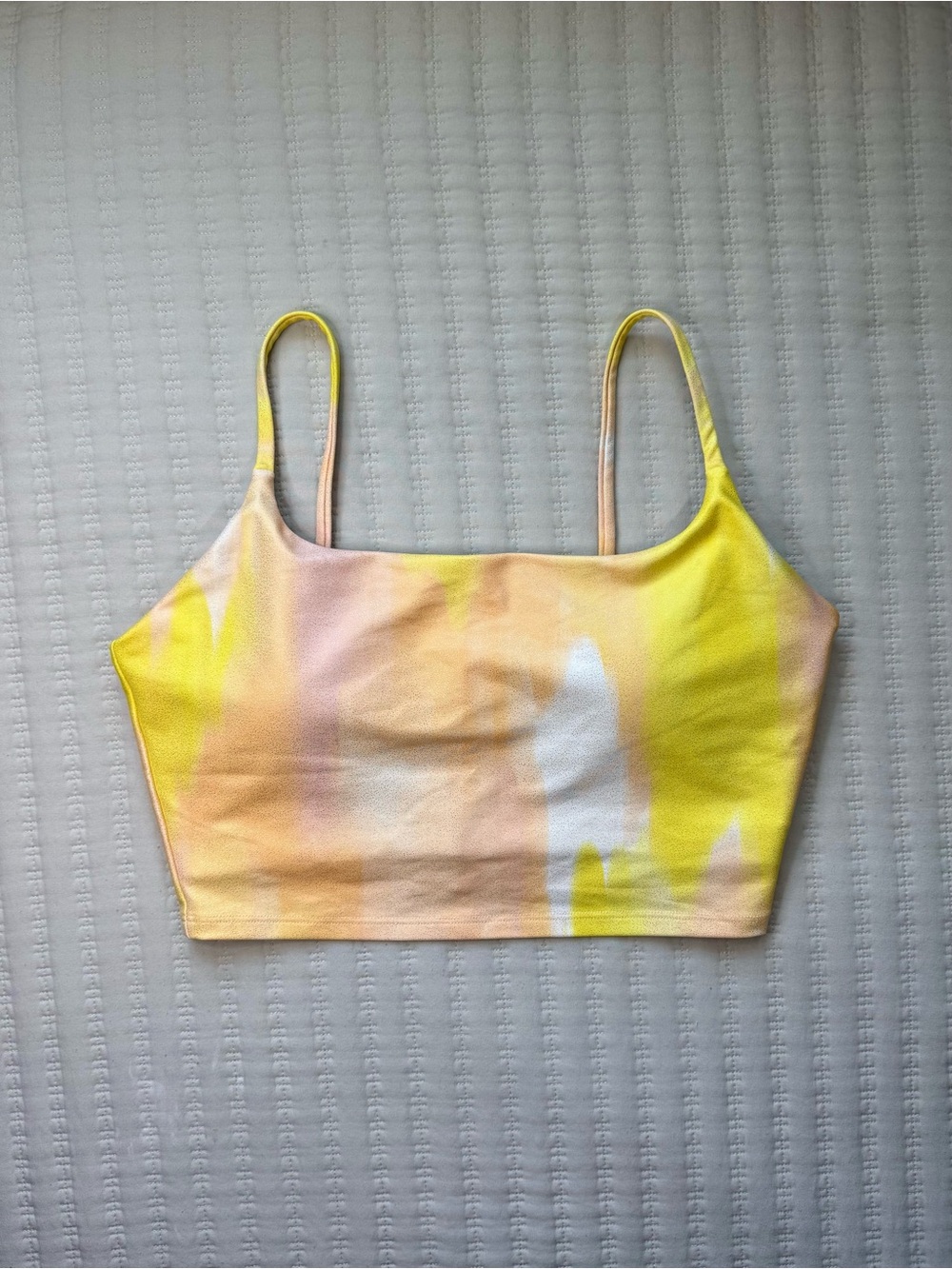 Carbon 38 Gold Metallic Foiled Yellow Sunset Watercolor Sports Bra - Medium